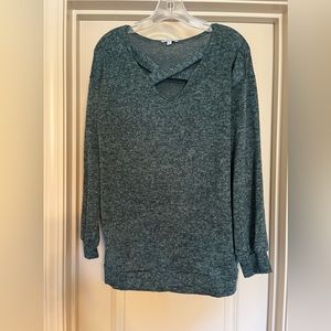 White Birch, dark green blouse